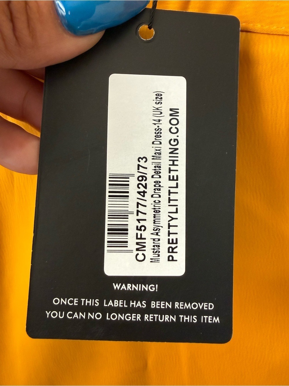 NWT PrettyLittleThing Mustard Asymmetric Draped Maxi Dress US 10 - Picture 5 of 9